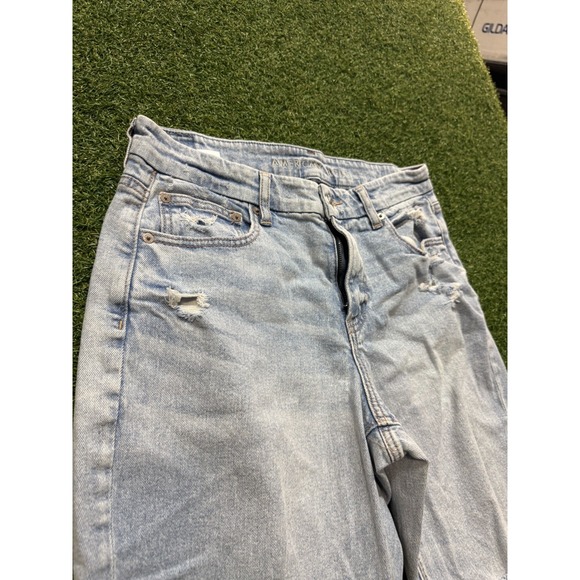 American Eagle Jeans Womens 12 Blue Cotton Denim 5-Pocket Distressed Wide Leg‎ - Picture 3 of 7